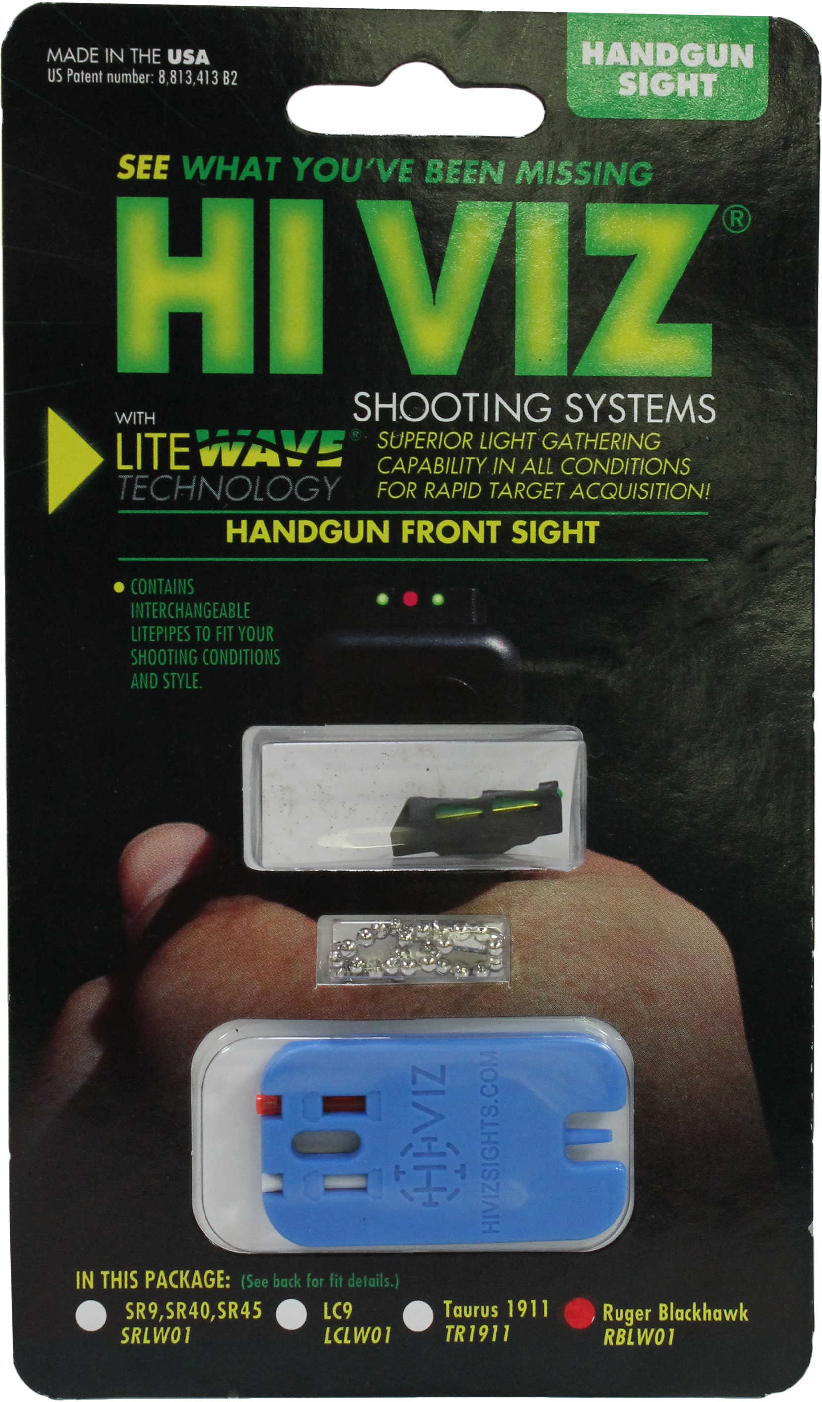 HiViz Sight Systems Hi-Viz Litewave Fits Ruger Blackhawk Red/Green/White Litepipes Md: RBLW01