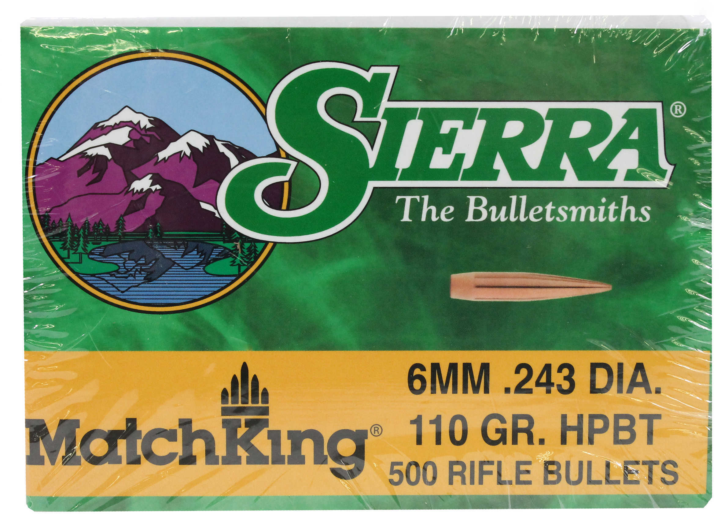 Sierra Bullets 6mm/243 Caliber MatchKing 110 Grain Hollow Point Boat Tail Per 500 Md: 1575C