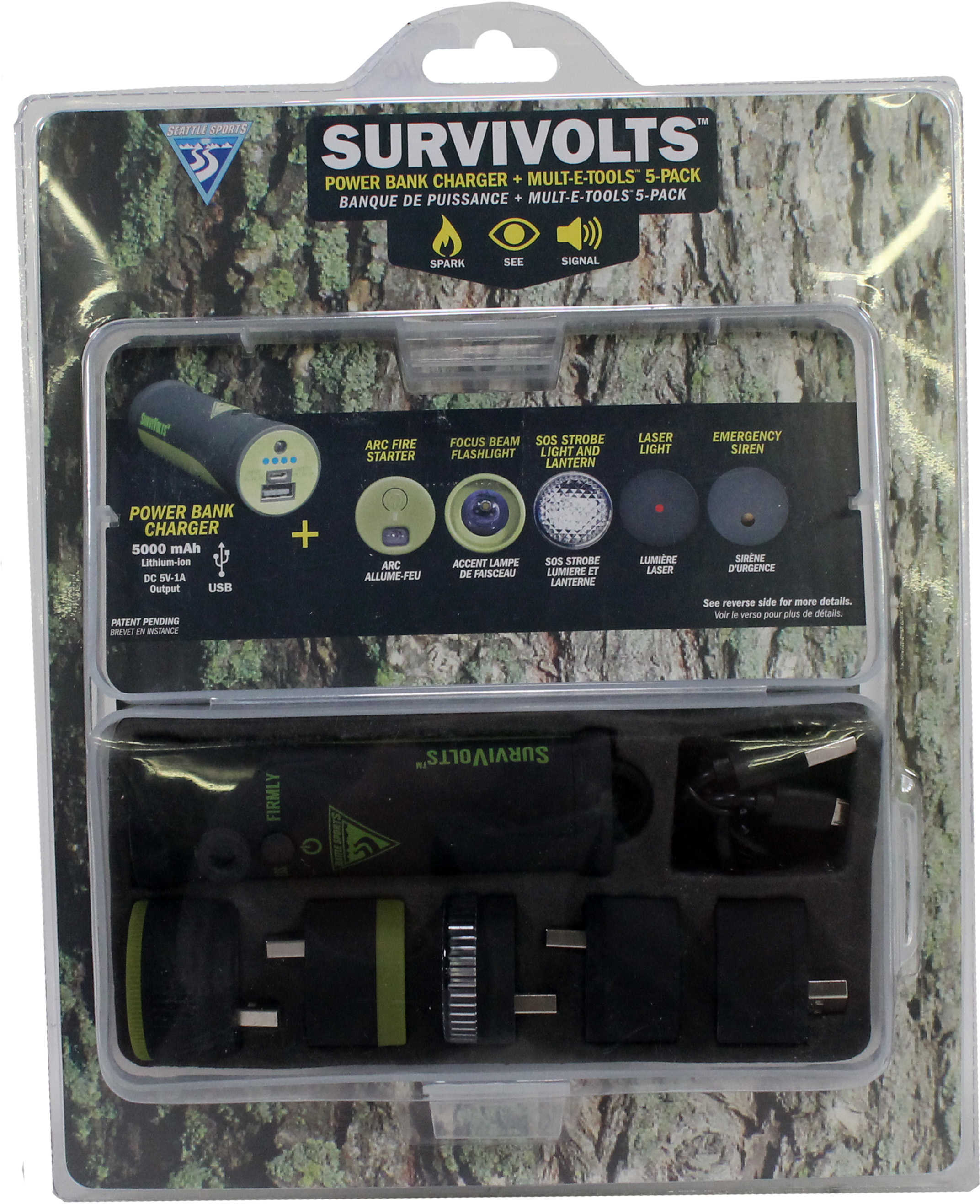 Seattle Sports Survivolts Power Bank Charger/USB Mult-E-Tool Md: 066988