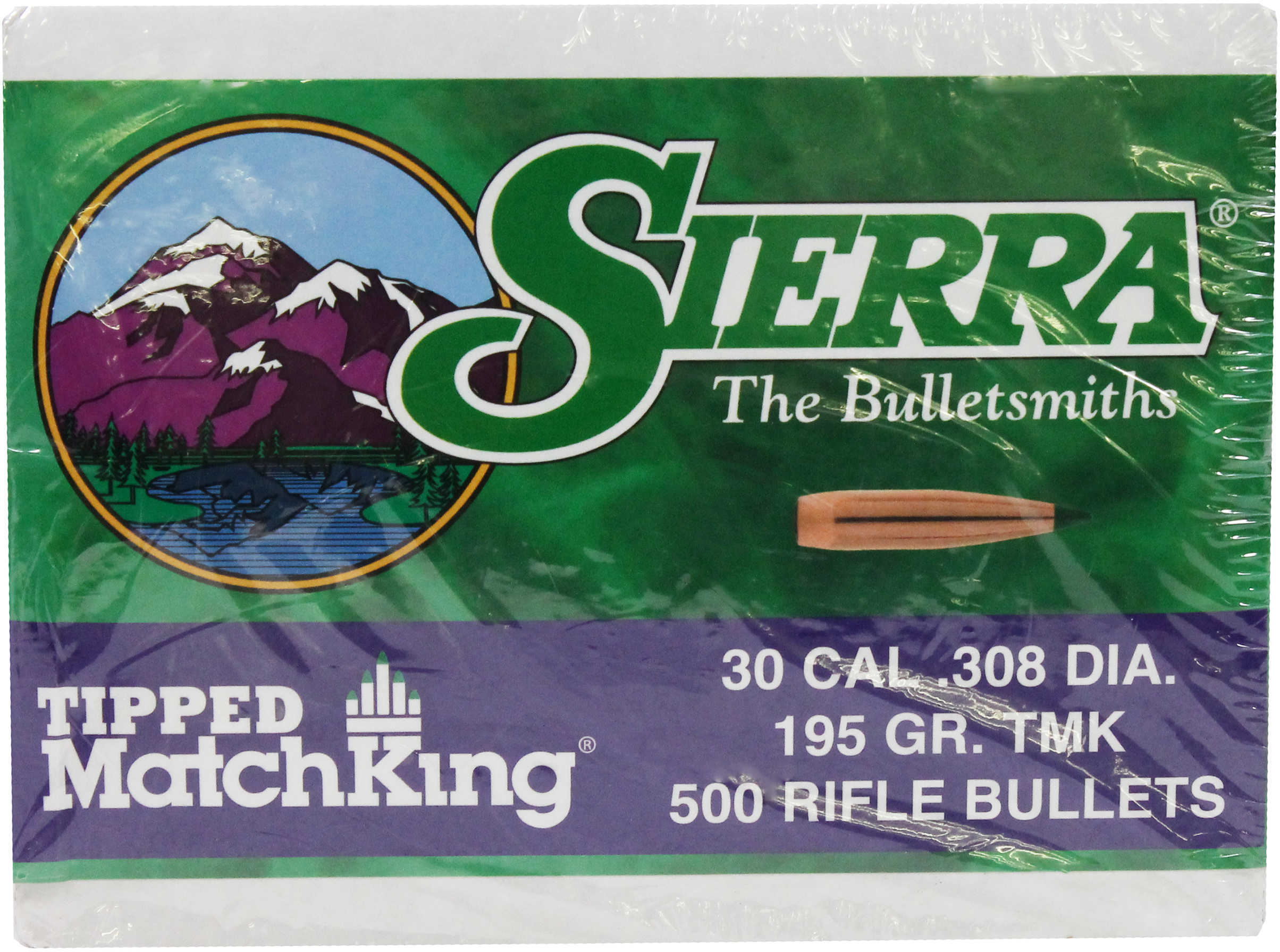 Sierra Bullets 30 Caliber Tipped MatchKing 195 Grains Polymer Boat Tail Per 500 Md: 7795C
