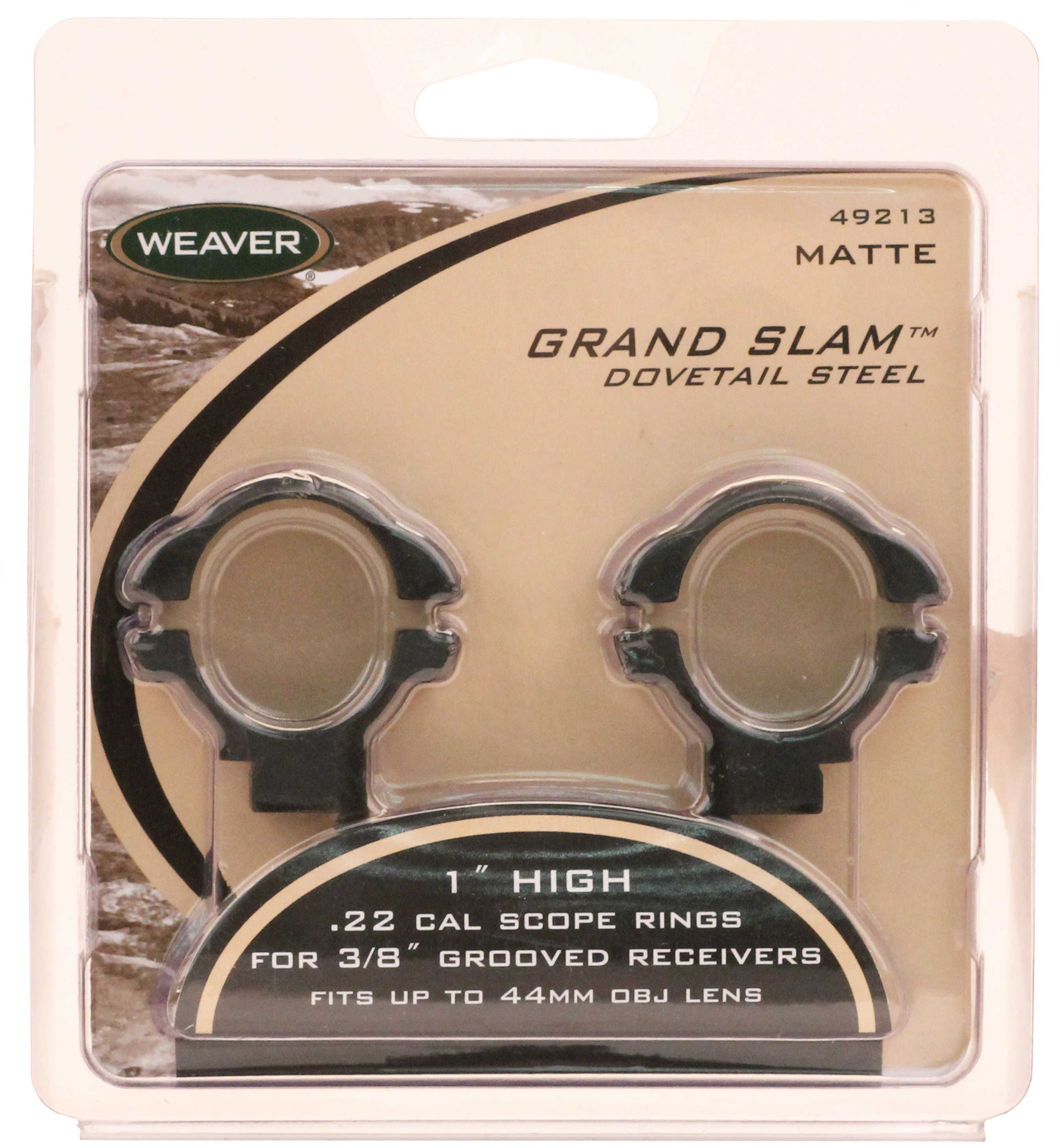 Weaver Grand Slam .22 Rings 1" - High - Matte Solid steel - Scope returns to zero upon reinstallation 49213