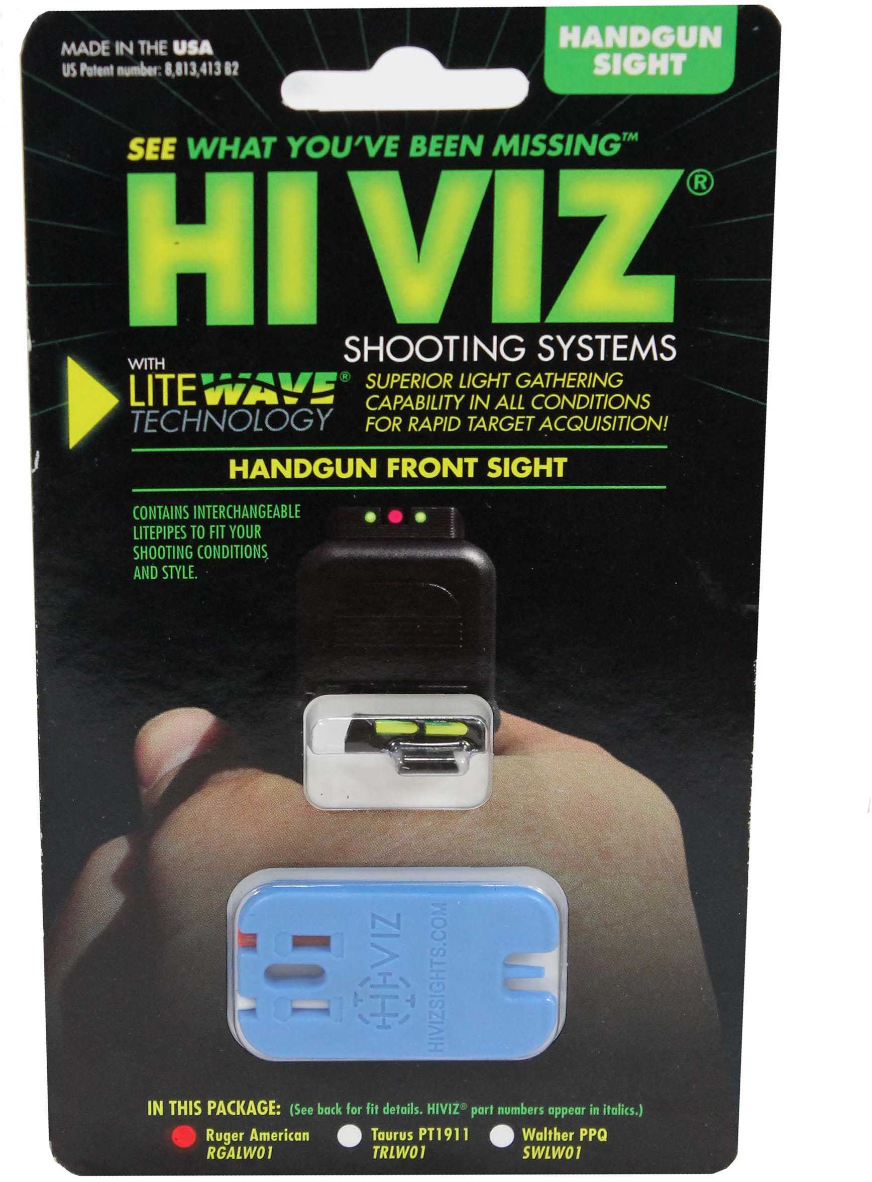 HiViz Sight Systems Litewave Front For All Ruger American Pistols Green/Red/White Md: RGALW01