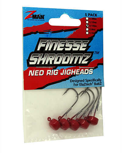 Z-Man / Chatterbait Finesse Shroomz Hooks 1/10 oz Size Red Per 5 Md: FJH110-04PK5