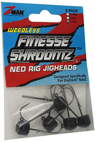 Z-Man / Chatterbait Finesse Shroomz Jighead Weedless 1/5 Ounce Black 5-Pack Md: FJHW15-02PK5