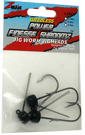 Z-Man / Chatterbait Power Finesse Shroomz Weedless Hooks 1/6 oz Weight 3/0 Black Per Md: PJHW16-02PK3