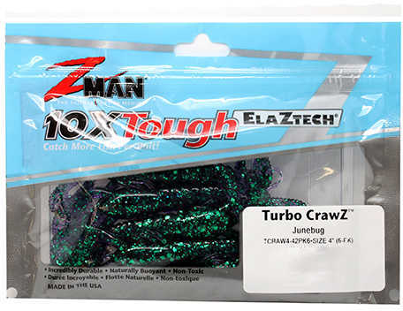 Z-Man / Chatterbait Turbo Crawz Lures 4" Length June Bug Per 6 Md: TCRAW4-42PK6