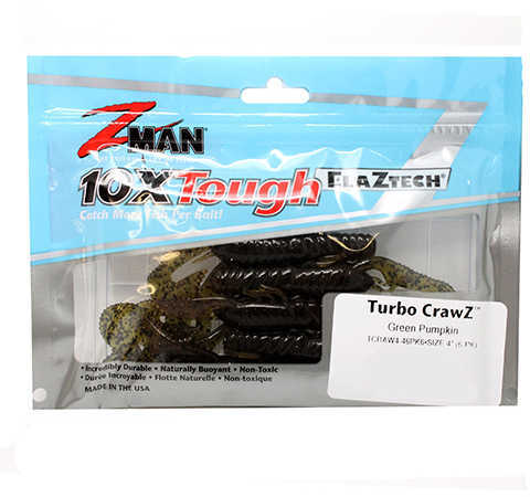 Z-Man / Chatterbait Turbo Crawz 4" Soft Bait Lure, 6-Pack, Green Pumpkin Md: TCRAW4-46PK6