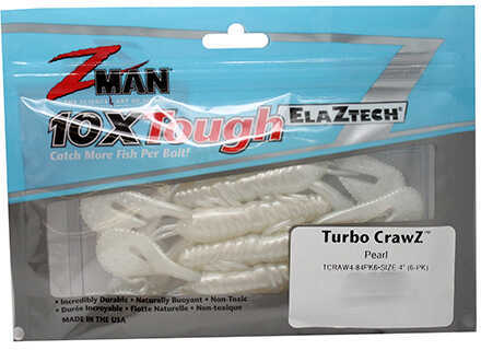 Z-Man / Chatterbait Turbo Crawz Lures 4" Length Pearl Per 6 Md: TCRAW4-84PK6