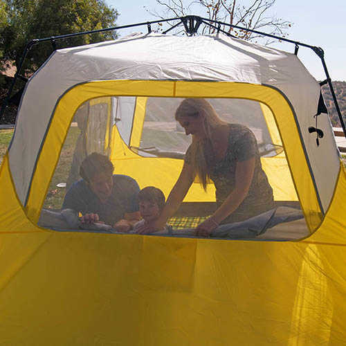 PahaQue Basecamp Quick Pitch 6 Person Tent, Gray/Yellow Md: PQF100