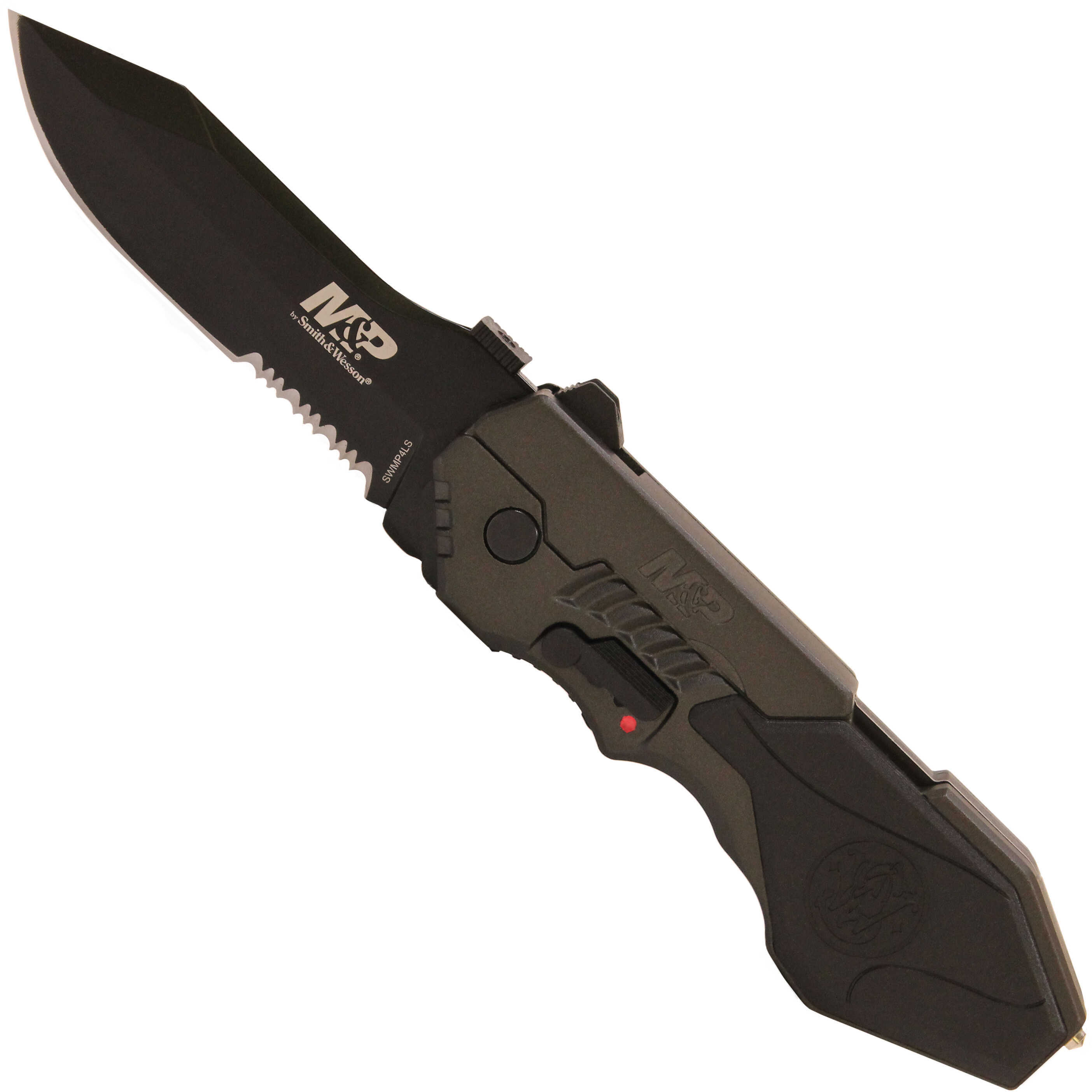 Schrade M&P Magic Assist Opening Knife 40% Serrated Drop Point Blade, Liner Lock, SWMP4LS