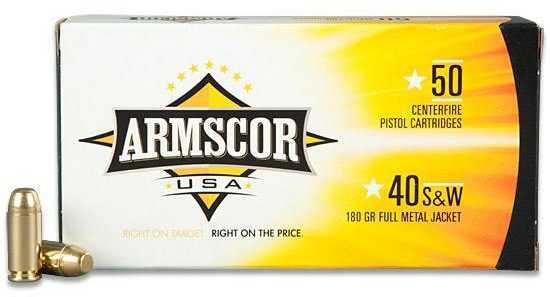 40 S&W 50 Rounds Ammunition Armscor Precision Inc 180 Grain Full Metal Jacket