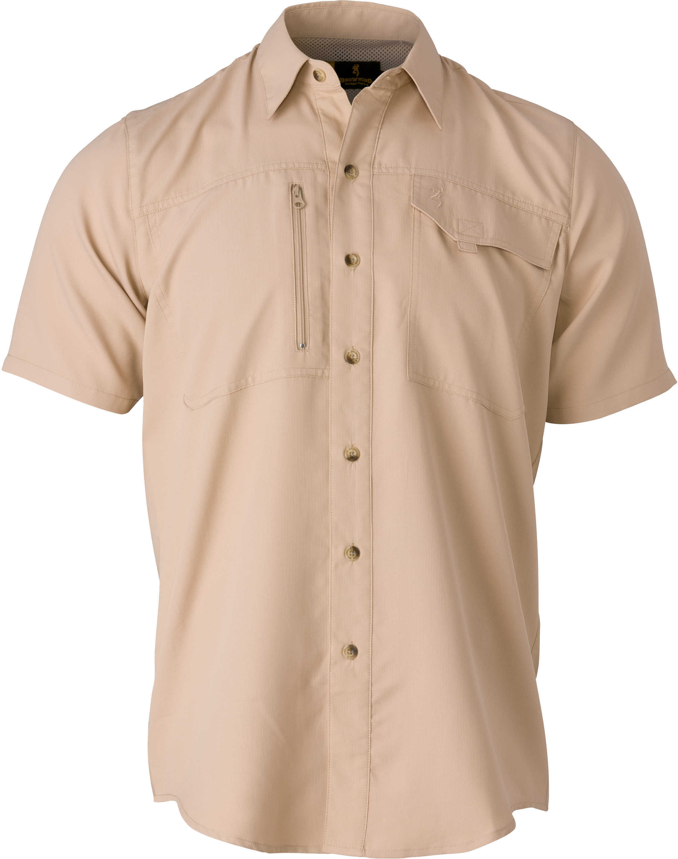 Browning Phenix Shooting Shirt - Short Sleeve, Khaki, X-Large Md: 3010765804