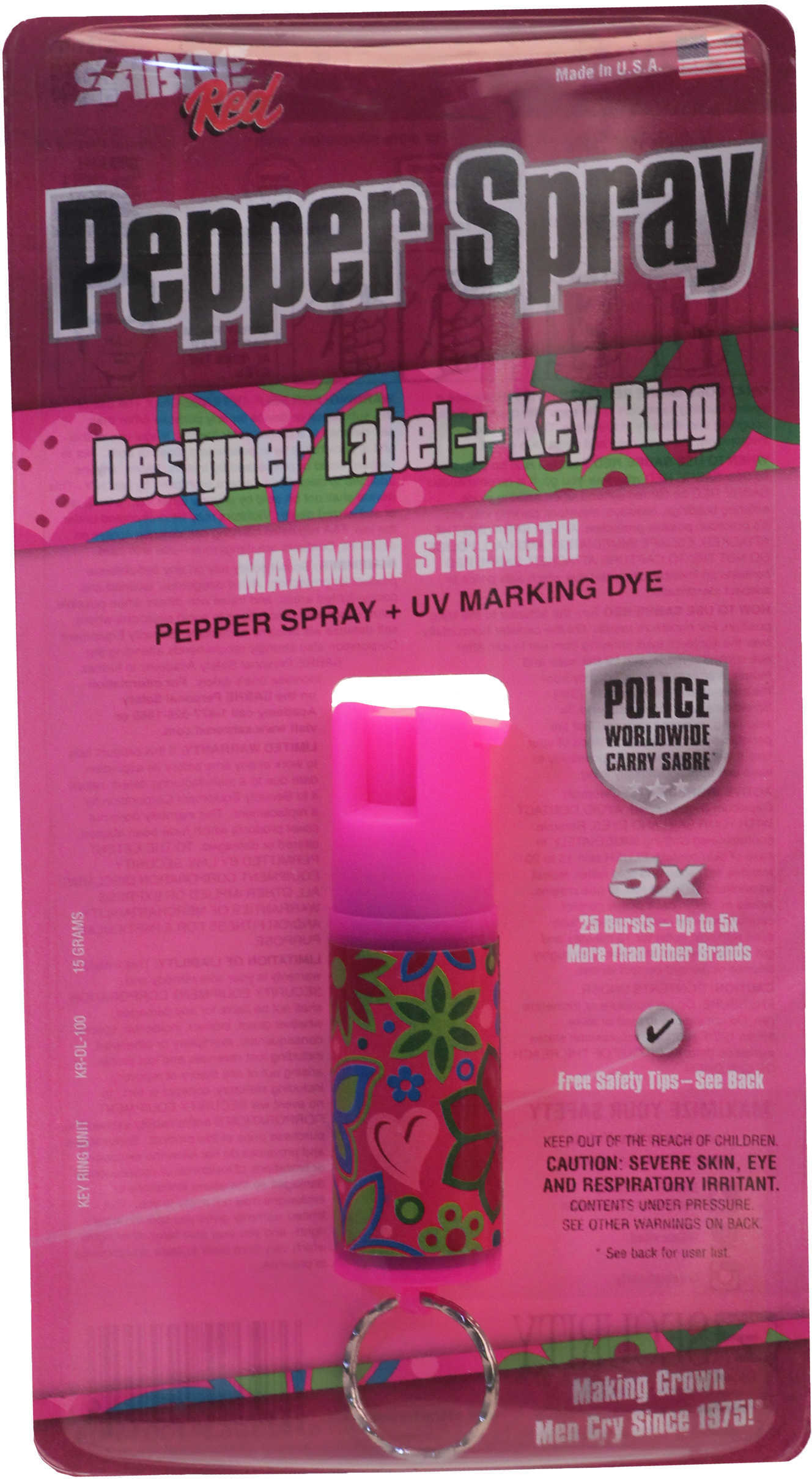 Sabre Designer .54 Ounce Pepper Spray With Key Ring Md: KRDL100