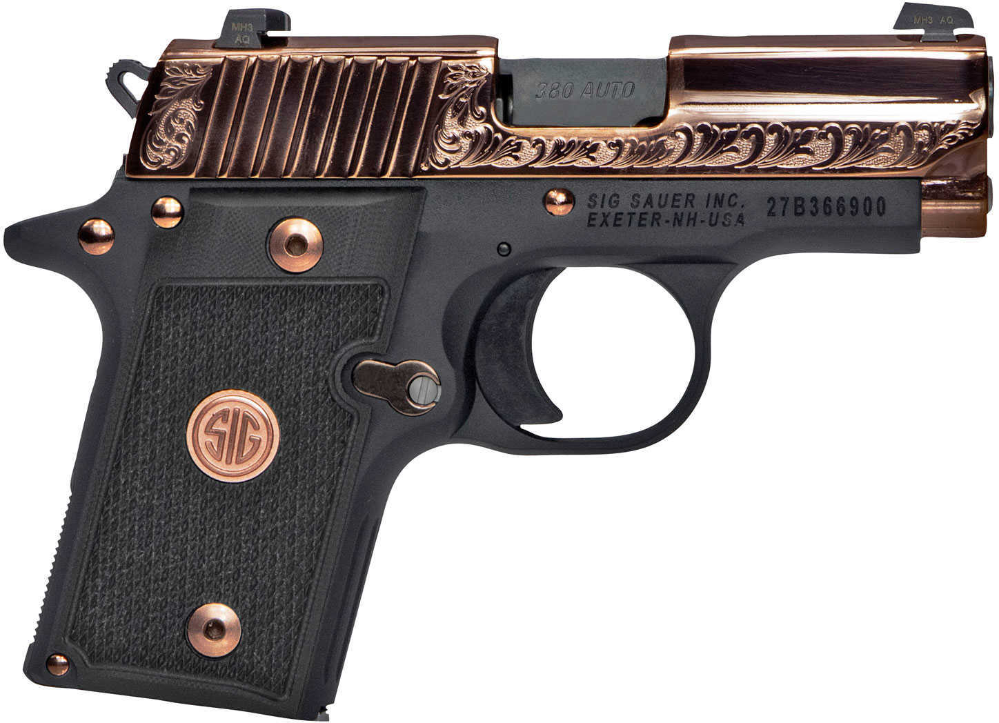 SIG Sauer P238 Rose Gold Semi Auto Pistol 380 ACP 2.7" Barrel 6 Round Siglite Night Sights G10 Grip Semi-Auto