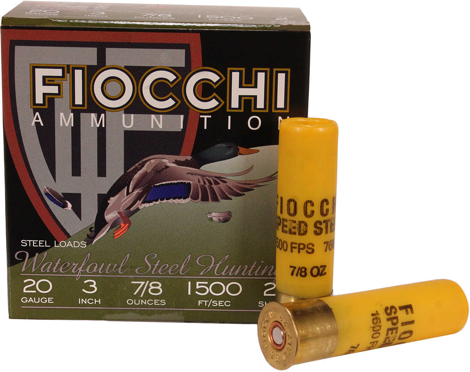 20 Gauge 25 Rounds Ammunition Fiocchi Ammo 3" 7/8 oz Steel #2