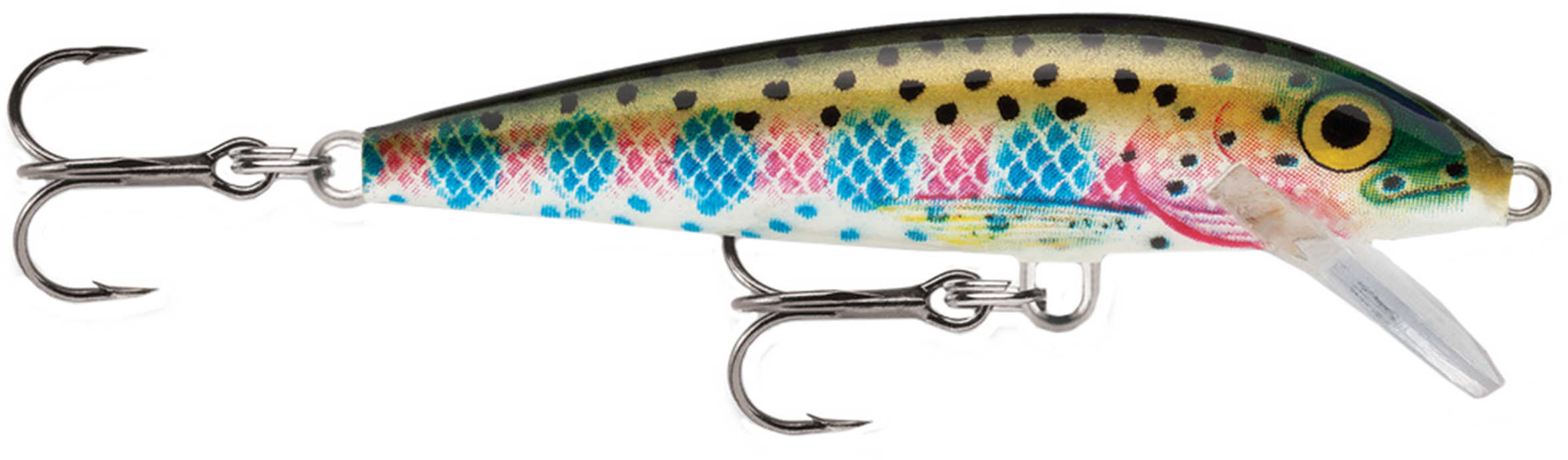 Rapala Original Floating Lure Size 09 3 1/2" Length 3-5 Depth 2 No 7 Treble Hooks Rainbow Trou