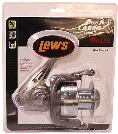 Lews Fishing XL Speed Spin Spinning Reel 70 Size 4.4:1 Gear Ratio 37" Retrieve Rate Ambidext