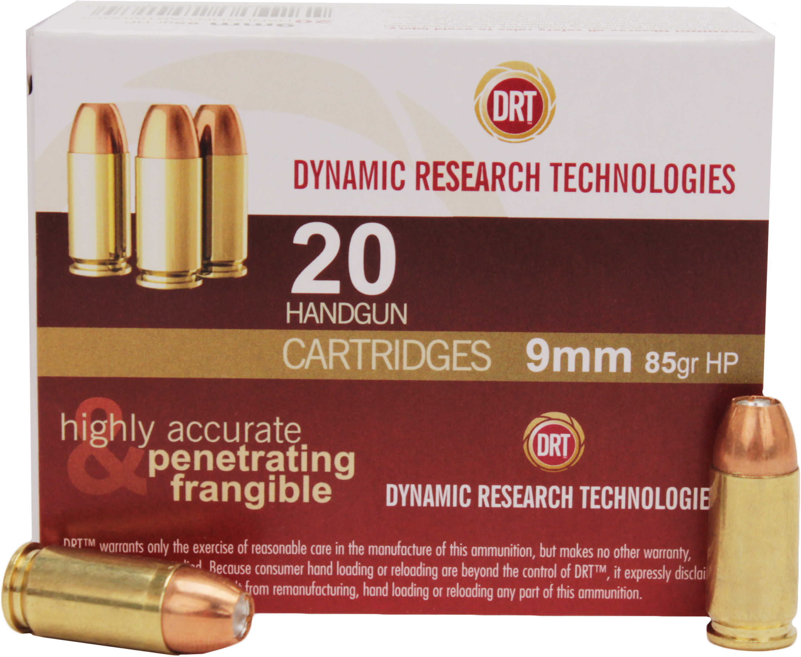 9mm Luger 20 Rounds Ammunition Dynamic Research Technologies 85 Grain Hollow Point