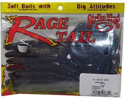Strike King Lures Rage Recon Worm 8in 7pk Junebug RGRECON-42