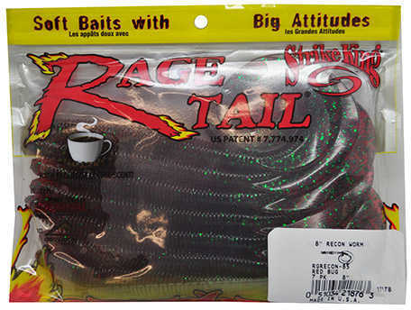 Strike King Lures Rage Recon Worm 8in 7pk Red Bug RGRECON-85