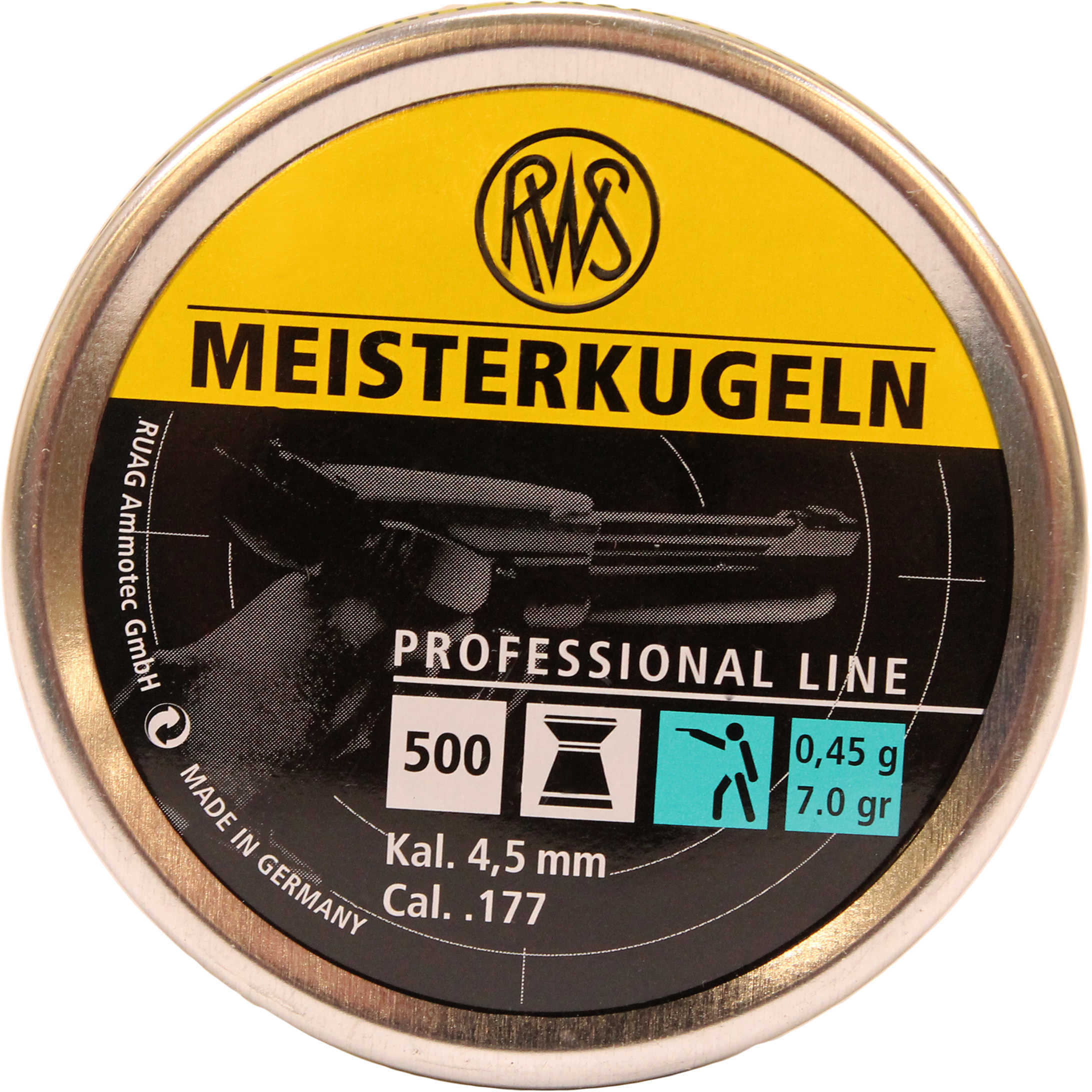 RWS Meisterkugeln Pistol Pellets .177 Caliber, 7 Grains, Per 500 Md: 2315034