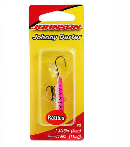Johnny Darter Hard Bait Lure 1-3/16 Inches 3/8 oz 2 Number 10 Hooks Pink Glow Tiger Per Md: 14