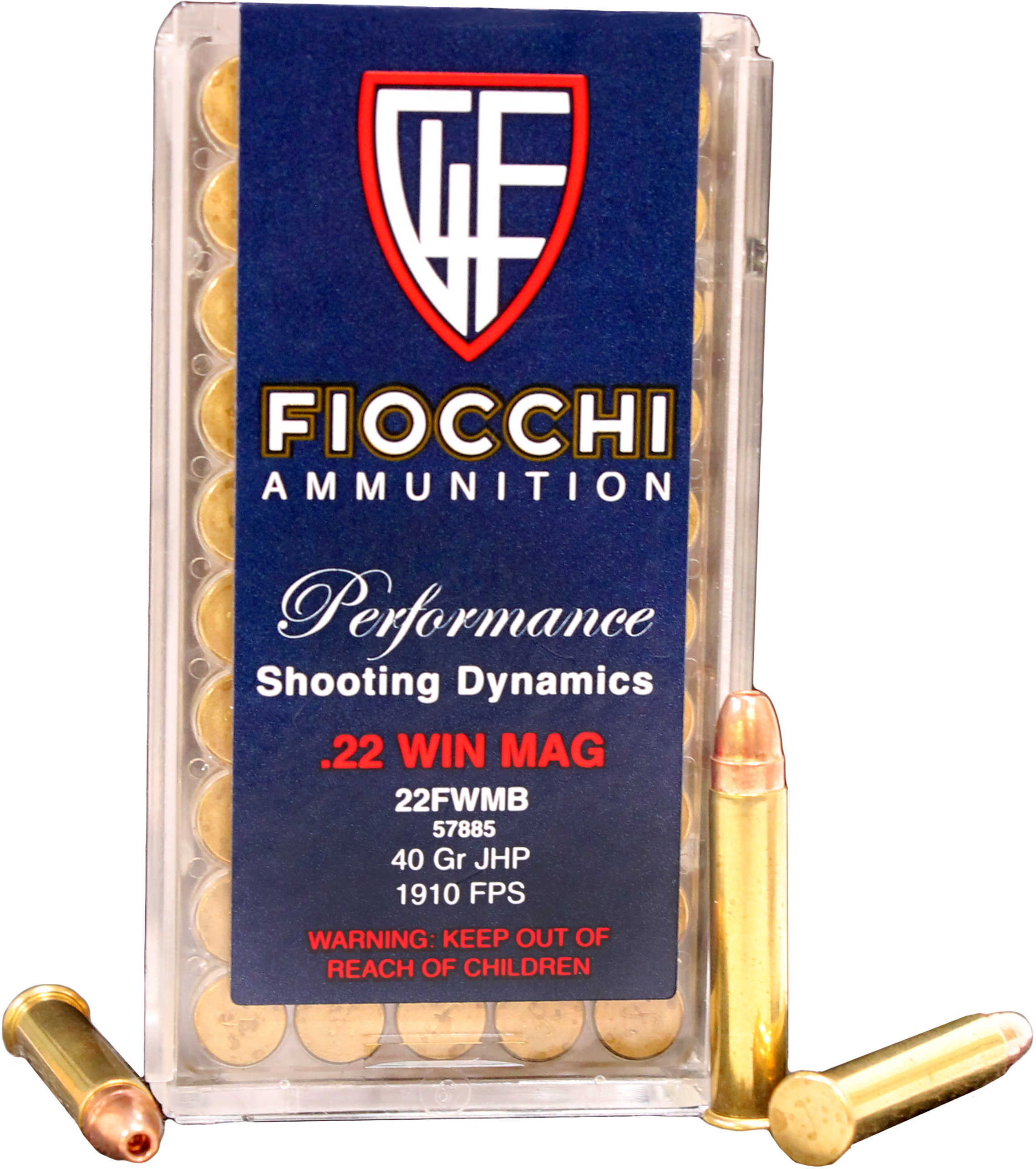 22 Winchester Magnum Rimfire 50 Rounds Ammunition Fiocchi Ammo 40 Grain Hollow Point