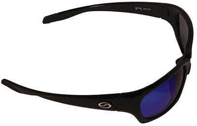 Strike King Lures SK Plus Cypress Sunglasses Shiny Black/Black Rubber Frame, Multi Layer Blue Mirror Gray Base Lens Md: