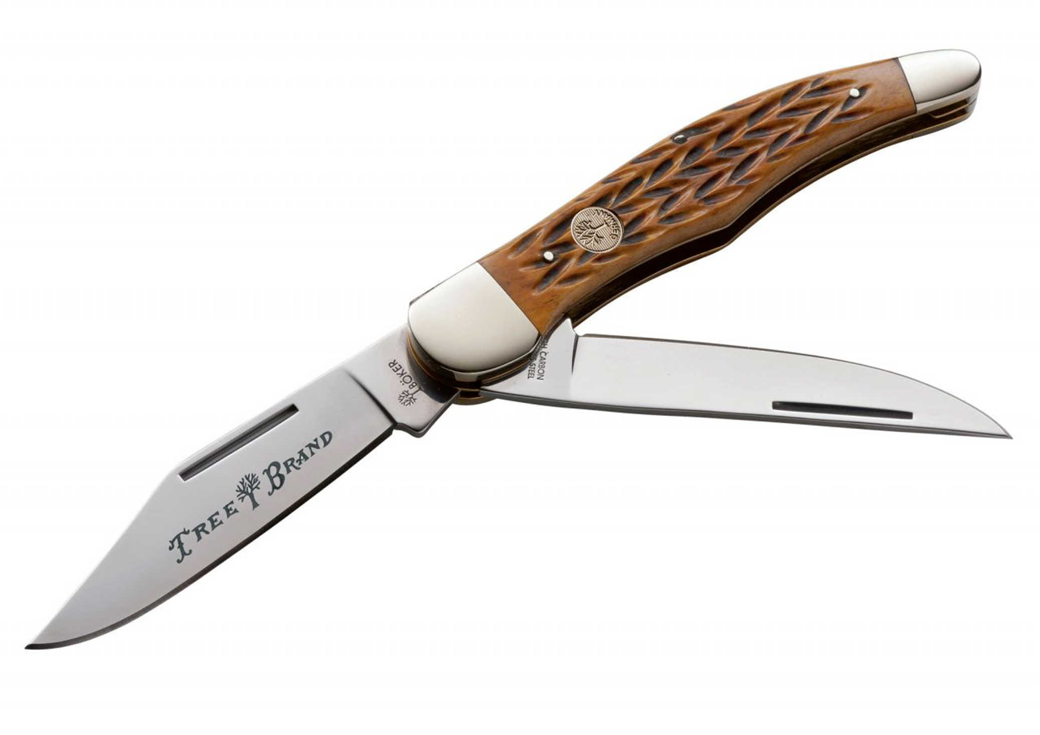 Boker USA Traditional Series 110273BB Folding Hunter Knife 4" Plain Edge Clip Point 440A Stainless Steel Blades Slip Joint Secondary Skinner Jigged Bone Handle