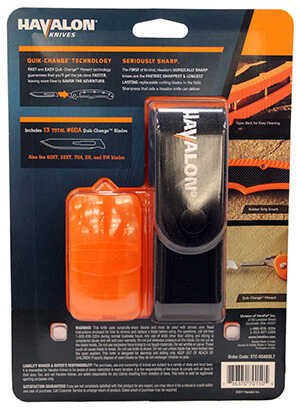 Havalon Knives Bolt Blaze Knife Black/Orange Model: XTC-60ABOLT-img-2