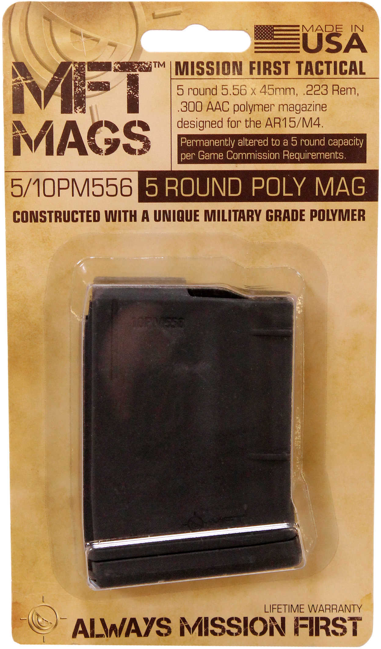5.56mm NATO Magazine, 5-Round Capacity, Black Md: 5/10PM556-BL