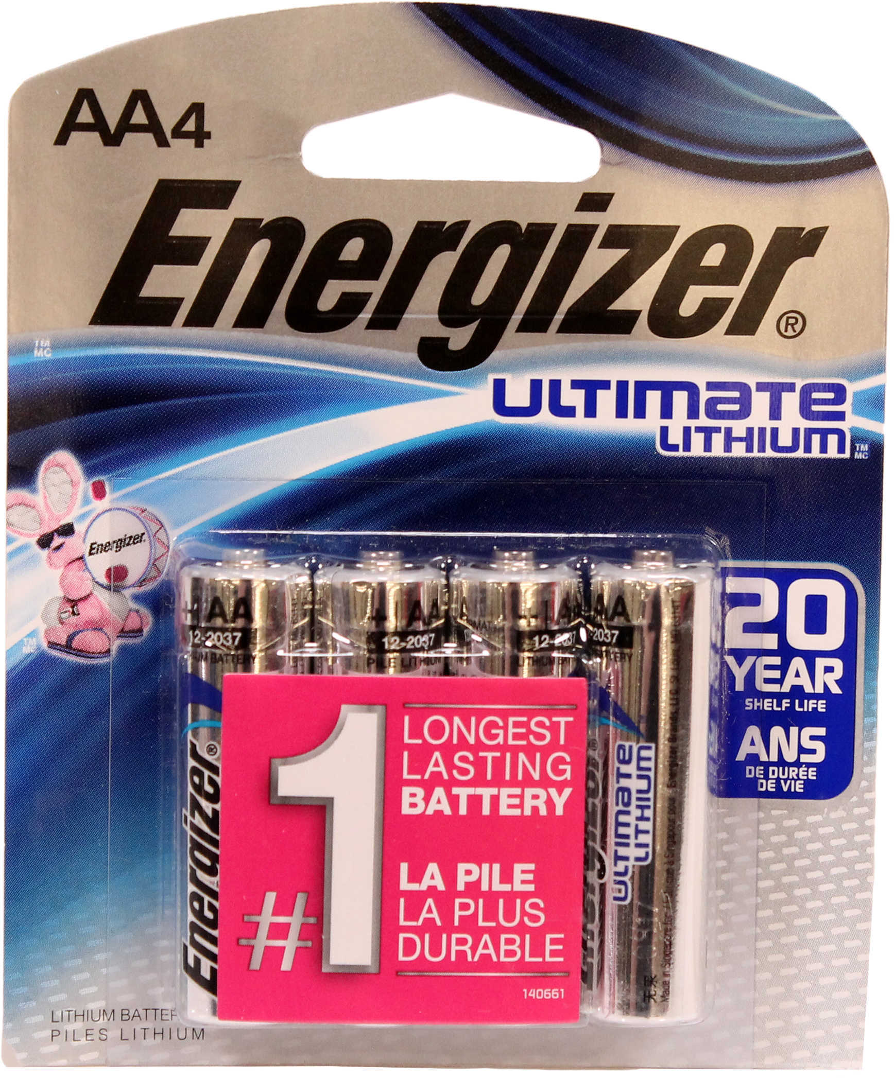 Ultimate Lithium AA Battery, Package of 4 Md: L91SBP-4