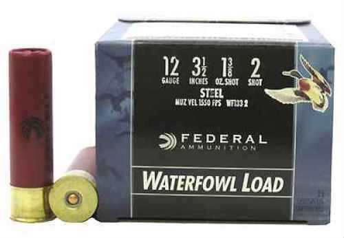 12 Gauge 25 Rounds Ammunition Federal Cartridge 3 1/2" 1 3/8 oz Steel #2