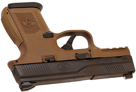 FN-USA FNS-9C Compact Semi Auto Pistol 9mm Luger 3.6" Barrel 10 Rounds Fixed 3 Dot Sights No Manual Safety Black Slide/Polymer Frame Flat Dark Earth Finish