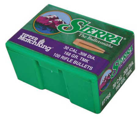 Sierra Bullets .30 Caliber .308 168 Grains BT Tipped MatchKing 100CT-img-1