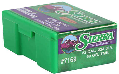 Sierra Bullets .22 Caliber .224 69 Grains HP-BT Match TMK 100CT