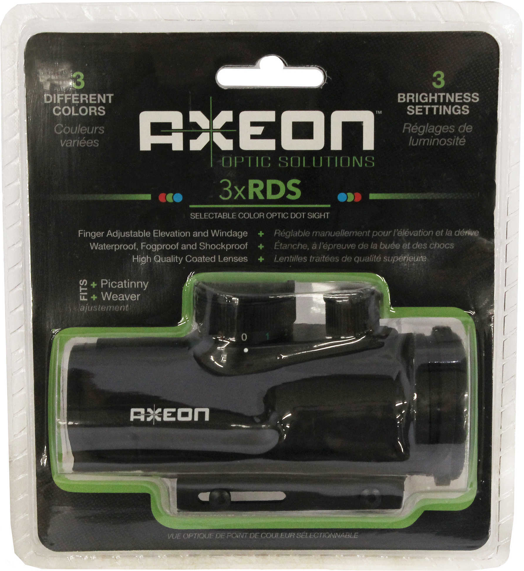 Axeon Dot Sights 1x30mm, Red/Green/Blue, Matte Black