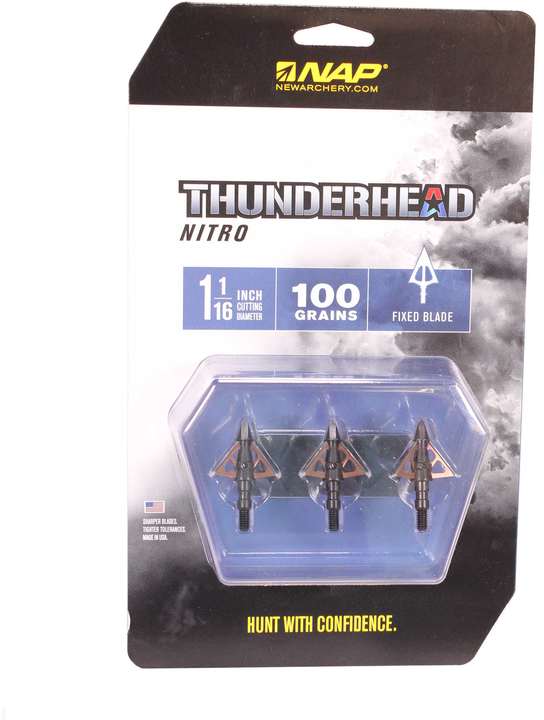 New Archery Thunderhead Nitro Broadhead, Fixed Blades, 100 Grains, 3-Pack Md: 60036
