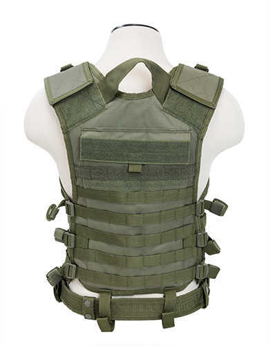 NCSTAR Modular Vest Nylon Green Size Medium- 2XL Fully Adjustable PALS/ MOLLE Webbing Includes Pistol Belt with Two Acce