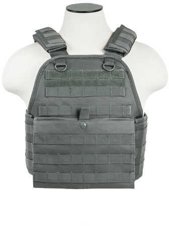 NCSTAR Plate Carrier Vest Nylon Gray Size Medium-2XL Fully Adjustable PALS/ MOLLE Webbing Compatible with 10" x 12" Hard