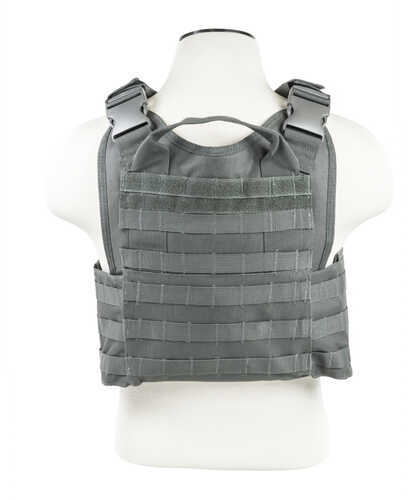 NCSTAR Plate Carrier Vest Nylon Gray Size Medium-2XL Fully Adjustable PALS/ MOLLE Webbing Compatible with 10" x 12" Hard