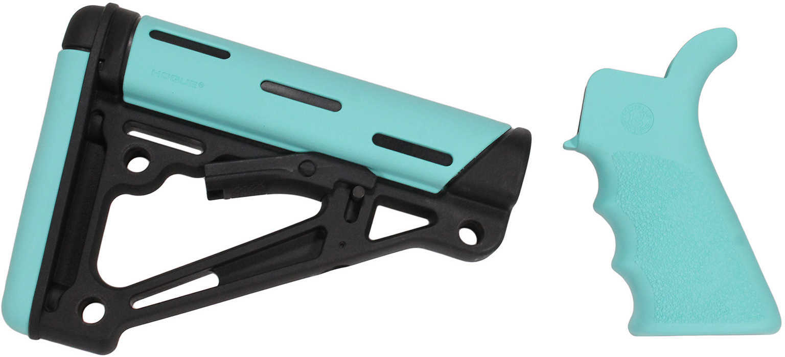 Hog 13455 AR15 Kit Grip/Coll Buttstock Com Aqua