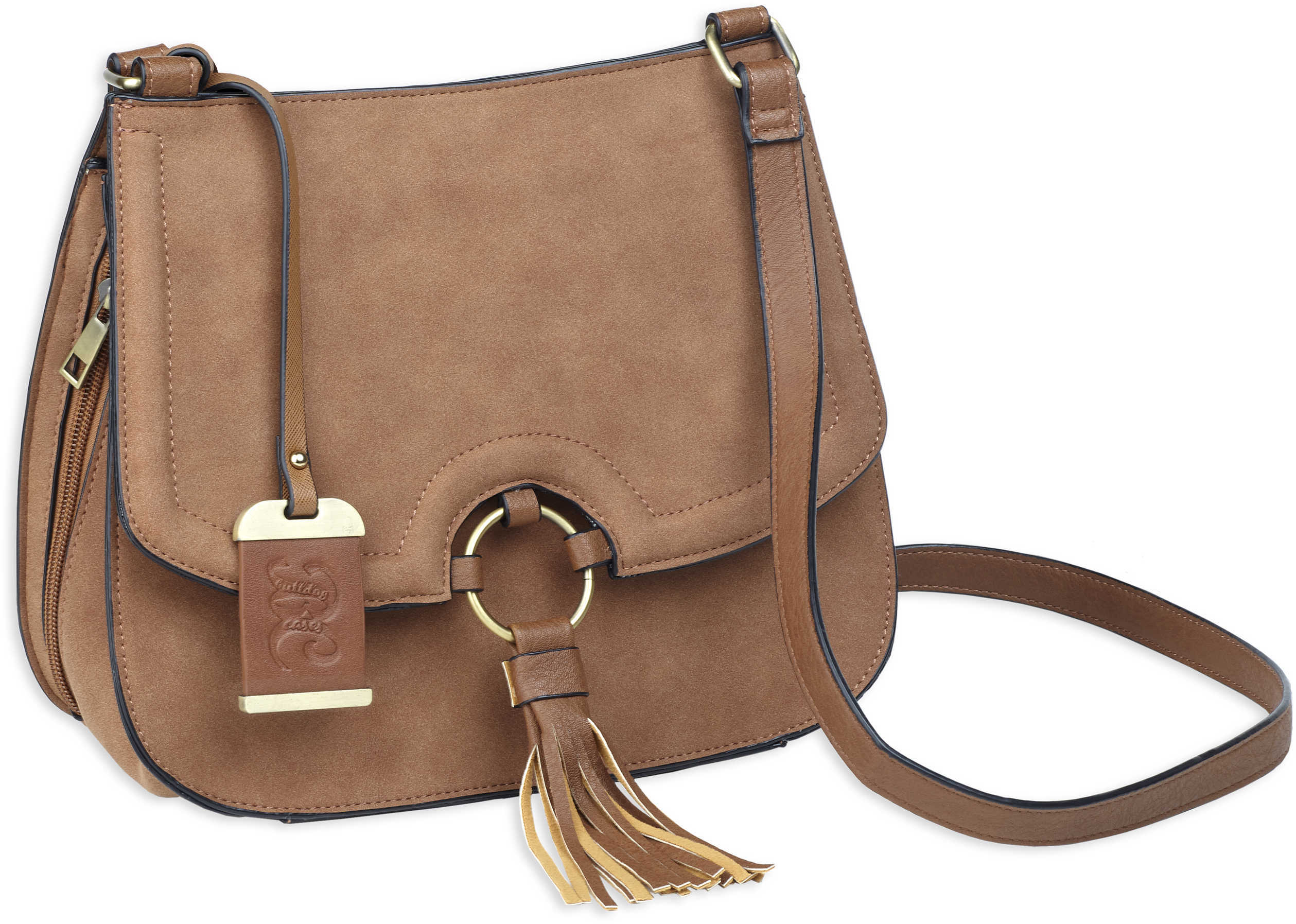 Bulldog Concealed Carry Purse Cross Body Caramel Suede