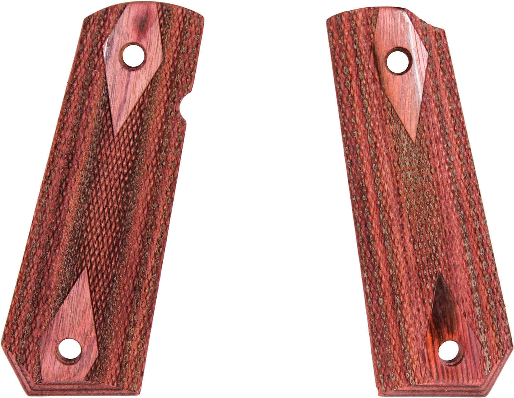 Hogue 1911 Government Grips Bobtail, Ambidextrous Safety Cut, Checkered, Rosewood Laminate