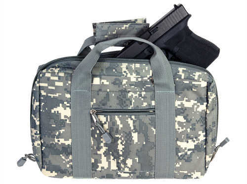 NCSTAR Discreet Pistol Case Nylon Digital Camo Two Padded Handgun Compartments Six Elastic Magazine Loops Carry Handle C