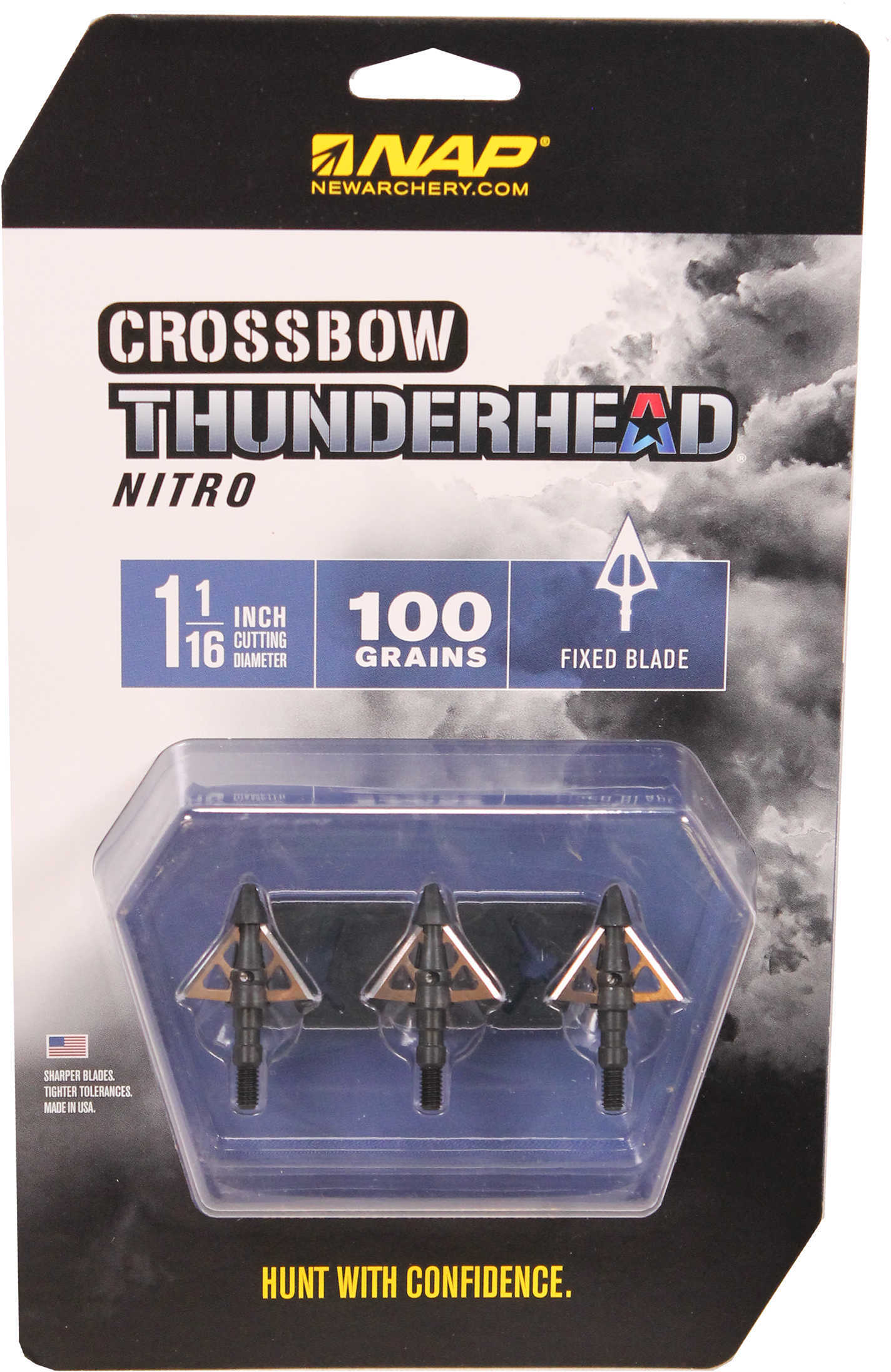 Products Thunderhead Nitro Fixed Blade for Crossbow, 1 1/16" Cut Diameter, 100 Grains, Package of 3