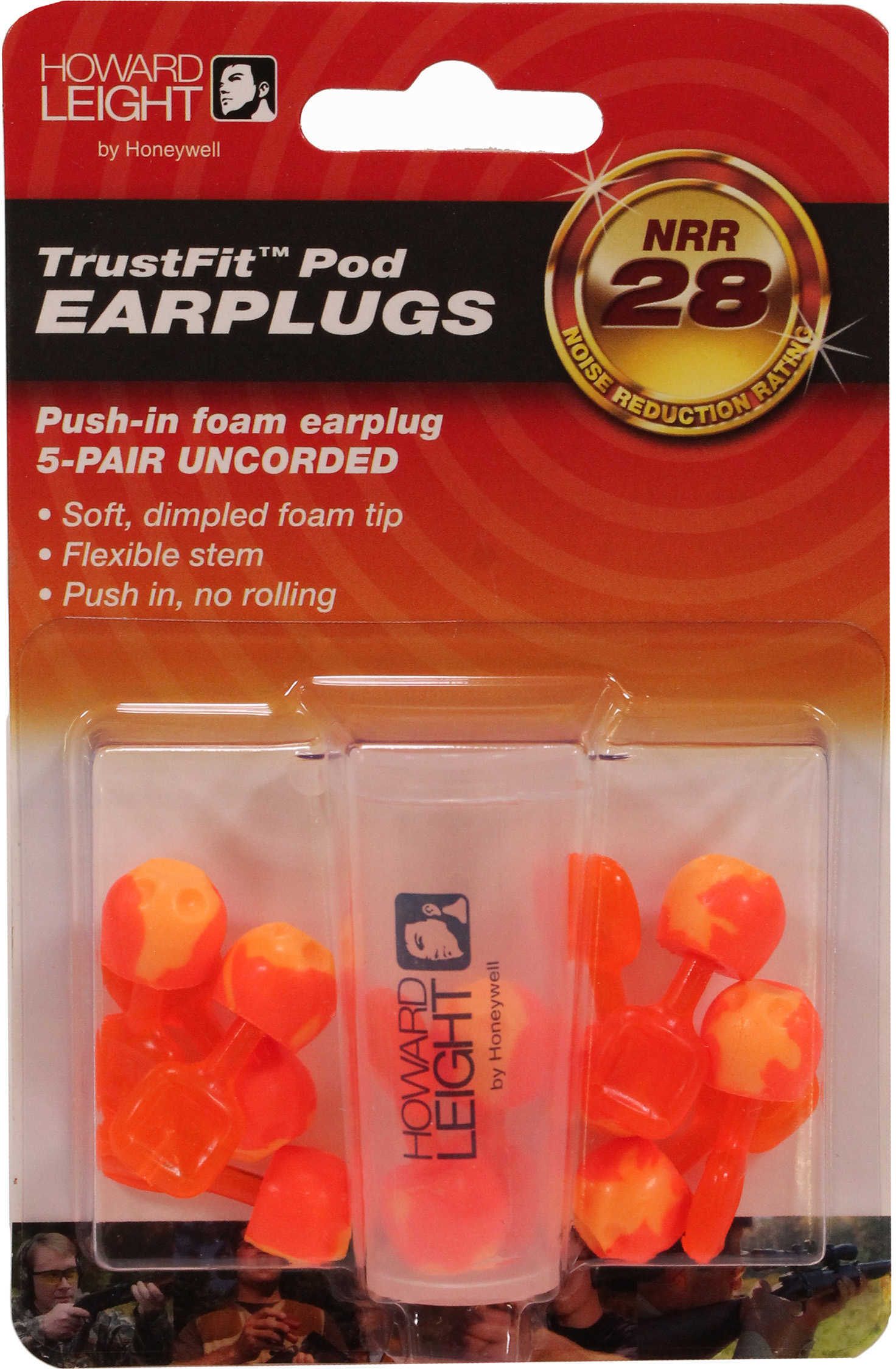 Howard Leight TrustFit Pod Uncorded Push-In Foam Ear Plugs - 5 Pairs Md: R-02236
