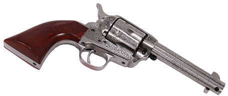 Taylor Uberti 1873 Cattleman Floral Engraved Revolver 45 Colt 4.75" Barrel With White Finish Laser And Walnut Grips