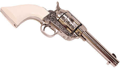 Taylor's & Company Revolver Outlaw Legacy 357 Magnum 4.75" Barrel 6 Rounds Nickle Engraved With Plastic Grip