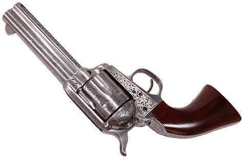 Taylor Uberti 1873 Cattleman Floral Engraved Revolver 357 Mag 4.75" Barrel With White Finish Laser And Walnut Grips